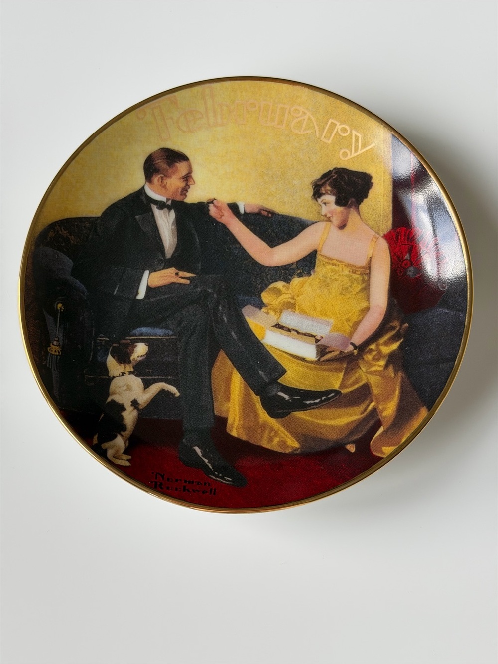 The Bradford Exchange Norman Rockwell “February: Flirting in the Parlor” Plate